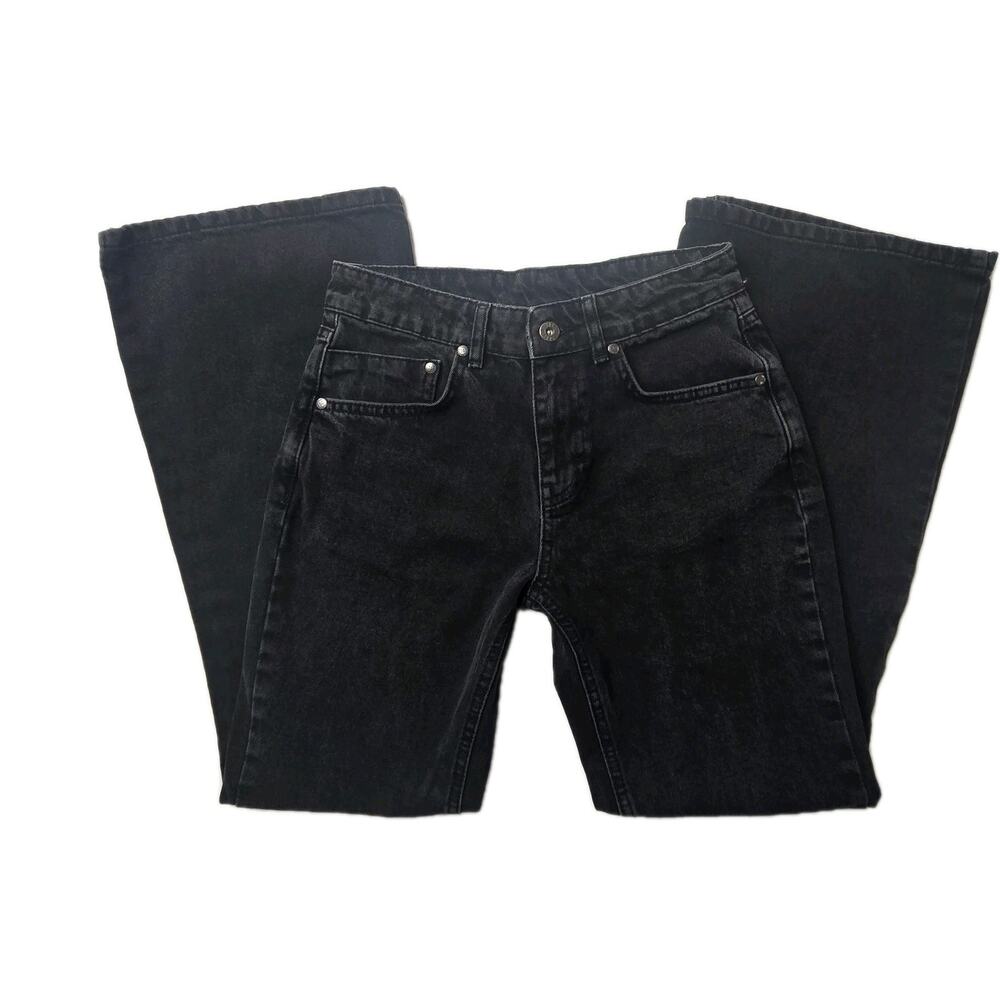 RAGGED JEANS Women's Grunge Faded Black Denim Wide Leg size 26 (30" INSEAM)